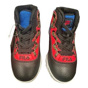FILA Infant MB High-Top Sneakers – Black/Red/Blue – Size 9.5 (NIB)